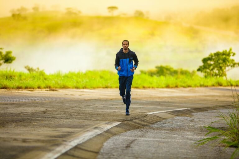 running on a road