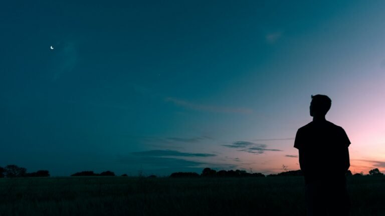 Alone in the field, stargazing